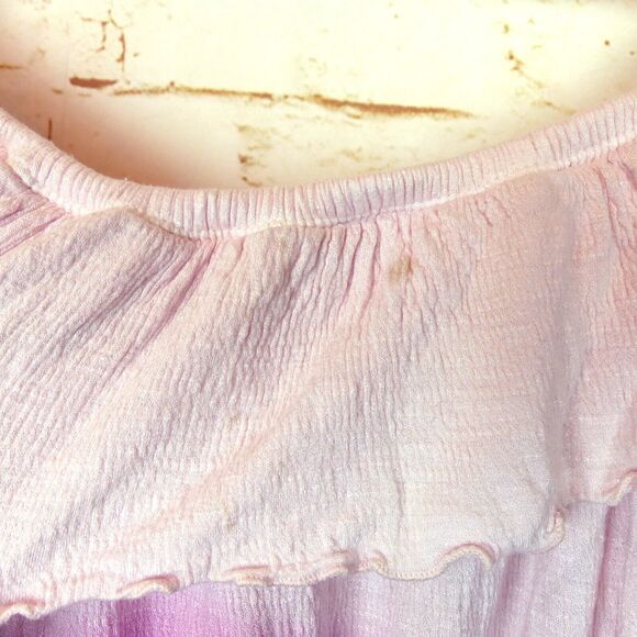 Free People Cora Off The Shoulder Top Womens XS Pink Ombre Peasant Boho 70s FLAW - Picture 5 of 13